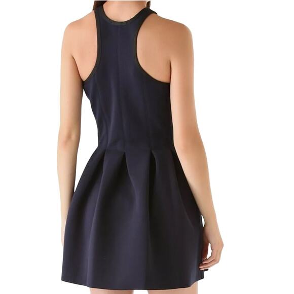 Alexander Wang Navy Blue Black Pleated Neoprene Scuba Mini Racerback Dress sz S - Picture 3 of 11